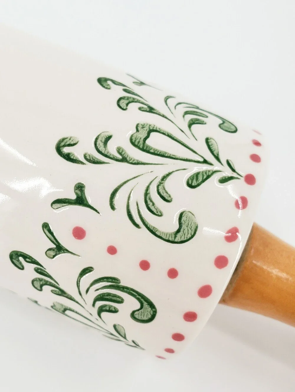 Anthroplogie Maelle Rolling Pin With Wood Handle - White, Green & Pink